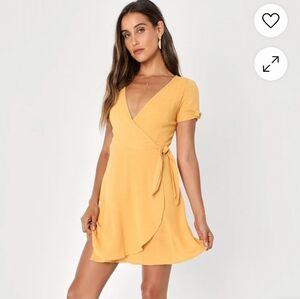 Lulus My Philosophy Golden Yellow Wrap Dress